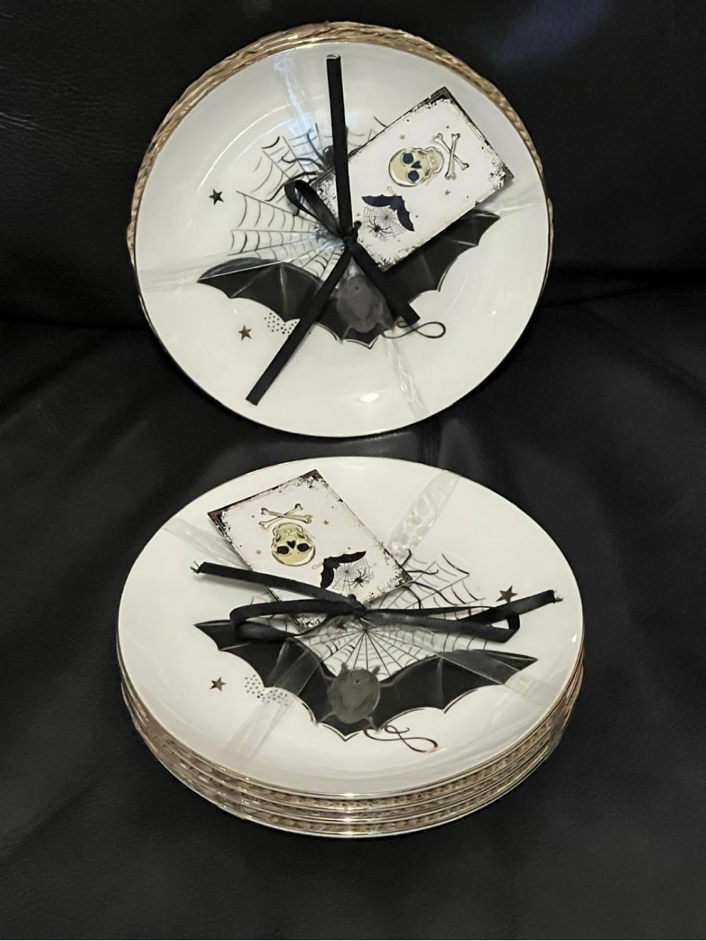 Potter’s Studio Bat and Spiderweb Halloween Appetizer Plates, 1 Set of 4